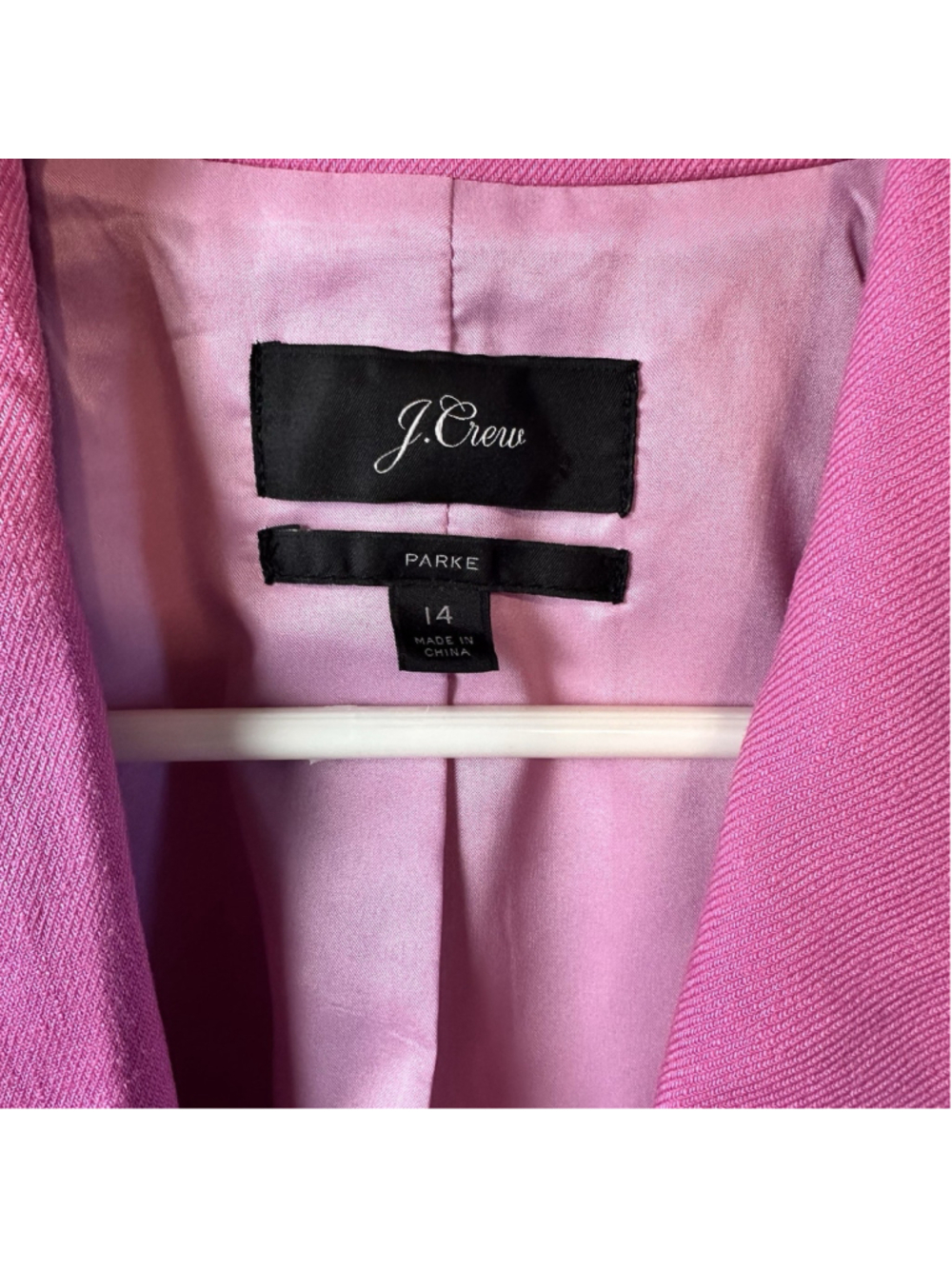 J Crew Blazer Womens 14 Pink Parke Linen Blend One Button Suit Jacket Office - Picture 8 of 12